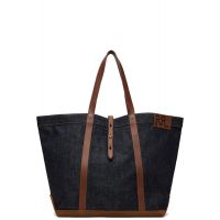 RRL Indigo Leather-Trim Denim Tote 252435M172001