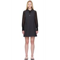 AMOMENTO Gray Nylon Hooded Minidress 252436F052001