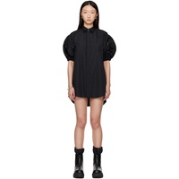 Sacai Black Cotton Poplin & Nylon Twill Minidress 252445F052001