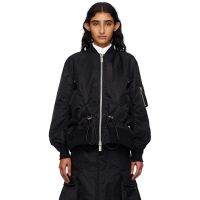 Sacai Black Nylon Twill Blouson Bomber Jacket 252445F058005