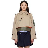 Sacai Beige Cotton Gabardine x Nylon Twill Jacket 252445F063000