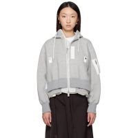 Sacai Gray Sponge Sweat x Nylon Twill Hoodie 252445F097002
