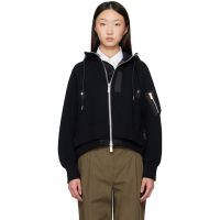 Sacai Black Sponge Sweat x Nylon Twill Hoodie 252445F097004
