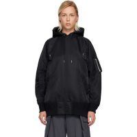 Sacai Black Nylon Twill Hoodie 252445F097012