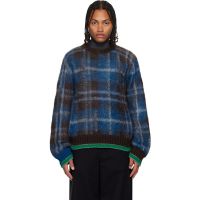 Sacai Brown & Blue Plaid Mohair Sweater 252445M201008