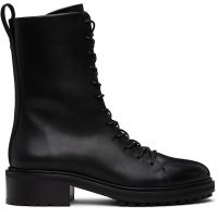 Aeyde Black Isa Leather Lace-Up Ankle Boots 252454F113023