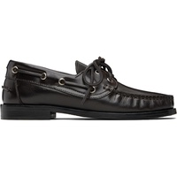 Aeyde Brown Harris Leather Boat Shoes 252454F121011