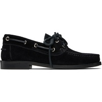 Aeyde Black Harris Suede Boat Shoes 252454F121019