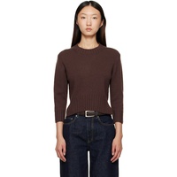 Loulou de Saison Brown Mora LDS Cropped Cashmere Sweater 252473F096013