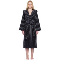 Tekla Black & White Terry Hooded Bathrobe 252482F077005