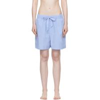 Tekla Blue Poplin Pyjama Shorts 252482F079011