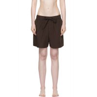 Tekla Brown Poplin Pyjama Shorts 252482F079016