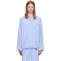Tekla Blue Poplin Long-Sleeved Pyjama Shirt 252482M218026