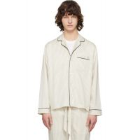 Tekla Beige Sateen Long-Sleeved Pyjama Shirt 252482M218036