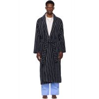 Tekla Navy Terry Classic Bathrobe 252482M219004