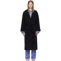 Tekla Black Terry Hooded Bathrobe 252482M219009