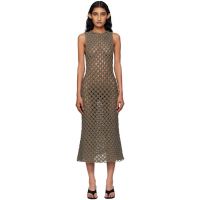 ALAIA Taupe Hand Knotted Midi Dress 252483F054001