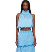 ALAIA Blue Cups Nylon Knit Tapered Top 252483F111008