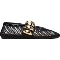ALAIA Black Fishnet Jewel Ballerina Flats 252483F118005