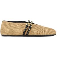 ALAIA Beige Paper Straw Ballerina Flats 252483F118012