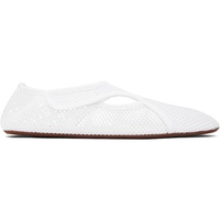 ALAIA White Fishnet Ballerina Flats 252483F118015