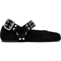 ALAIA Black Biker Suede Ballerina Flats 252483F118018