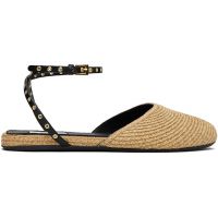 ALAIA Beige Paper Straw Ballerina Flats 252483F121002
