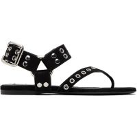 ALAIA Black Suede Calfskin Thong Flat Sandals 252483F124002