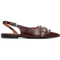 Toga Pulla Burgundy Metal Belt Flats 252492F118005