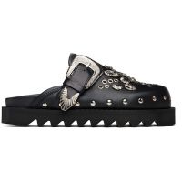 Toga Pulla Black Eyelet Metal Sabot Loafers 252492F121017