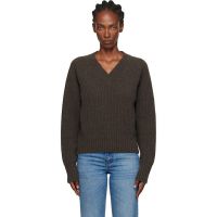 Mfpen Brown Plaza V-Neck Sweater 252505F100000