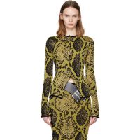 The Attico Yellow & Black Python Jacquard Cardigan 252528F095002