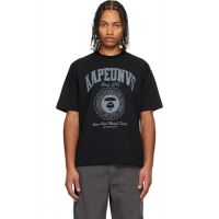 AAPE by A Bathing Ape Black Reversible Moonface College T-shirt 252547M213032