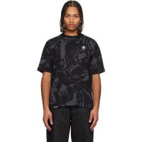 AAPE by A Bathing Ape Black Moonface Logo Camo Short Sleeve T-shirt 252547M213036