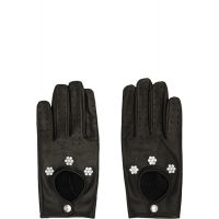 Ernest W. Baker Black Floral Studded Applique Driving Gloves 252600M135008