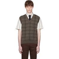 Ernest W. Baker Brown Check Jacquard Vest 252600M206001