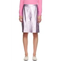 Sandy Liang Pink Pinkie Leather Midi Skirt 252677F092015