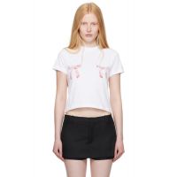 Sandy Liang White Bow Ame T-Shirt 252677F110000
