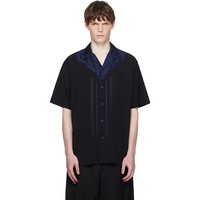 Toga Virilis Black Viscose Twill Short Sleeve Shirt 252688M192002