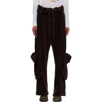 OPEN YY Brown Rolled Waist Velour Cargo Pants 252731F086006