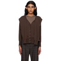 OPEN YY Brown Sleeve Layered Cardigan 252731F095003