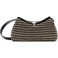 TOTEME Black & Beige T-Lock Woven-Leather Clutch 252771F044011