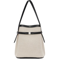 TOTEME Beige & Black Belted Canvas Bucket Bag 252771F048003