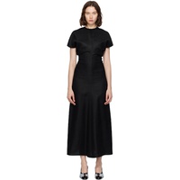TOTEME Black Slouch Waist Basketweave Midi Dress 252771F054006