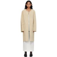 TOTEME Beige Collarless Suede Coat 252771F059001