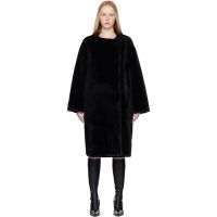 TOTEME Black Collarless Shearling Coat 252771F062002