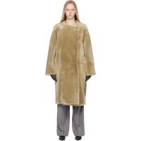 TOTEME Beige Collarless Shearling Coat 252771F062005