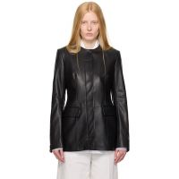 TOTEME Black Collarless Leather Jacket 252771F064000