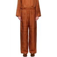 TOTEME Orange Monogram Silk PJ Lounge Pants 252771F086002