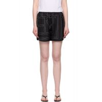 TOTEME Black Monogram Silk PJ Shorts 252771F088000